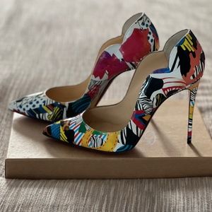 Christian Louboutin Hot Chick 100 patent sapeur multi